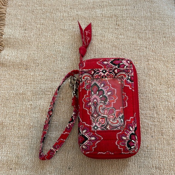 Vera Bradley ID Card Holder Wallet Wristlet in Red Frankly Scarlet New - Picture 1 of 7